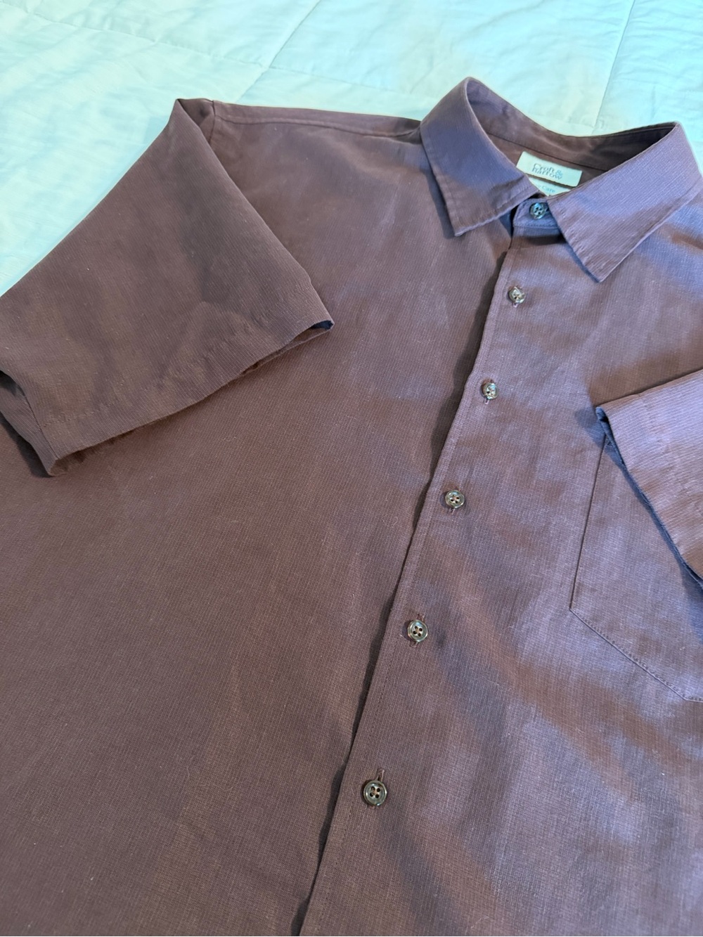 Croft & Barrow Easy Care Men's 2XL burgundy Solid Short Sleeve Pocket Button-Up